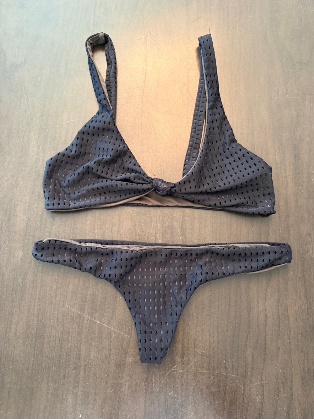 ACACIA Spain Top + Ho‘okipa Bottom Black Mesh Bikini Set